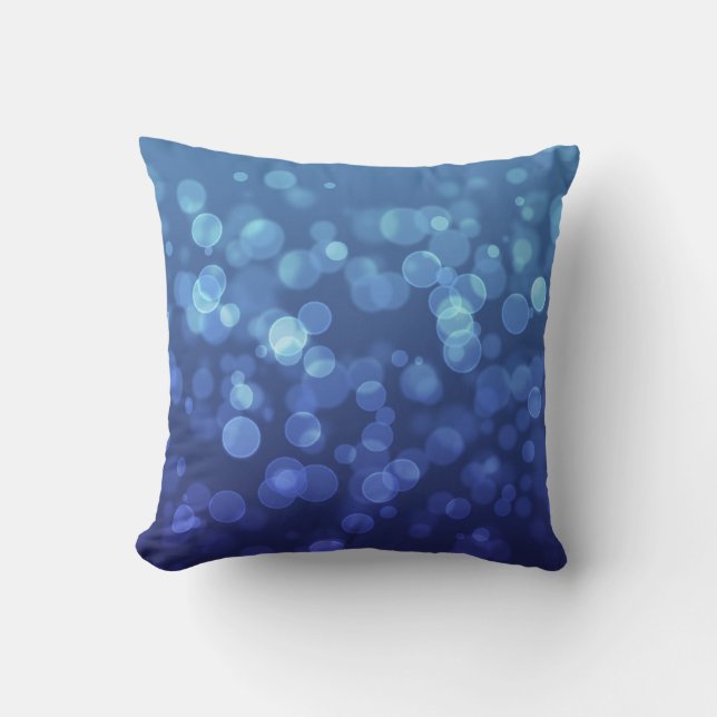 Blue Christmas Bokeh Throw Pillow (Front)