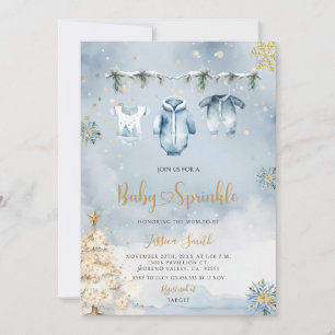 Blue Christmas Boy Baby Clothes Baby Sprinkle Invitation