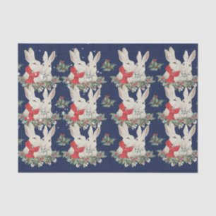 Blue Christmas Bunny Rabbits Snow Winter Whimsica Tissue Paper
