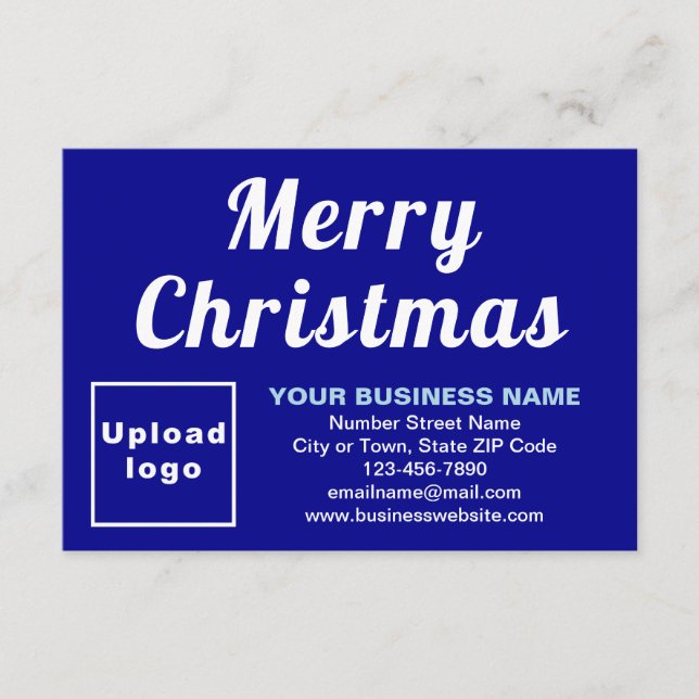 Blue | Christmas | Business | Small Flat Greeting Card (Front)