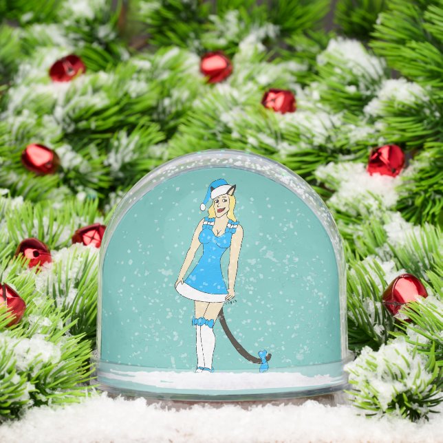 Blue Christmas catgirl Snow Globe (Christmas)