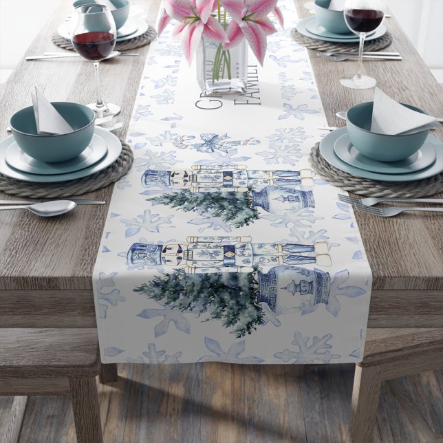 Blue Christmas Chinoiserie Nutcracker Medium Table Runner (Creator Uploaded)