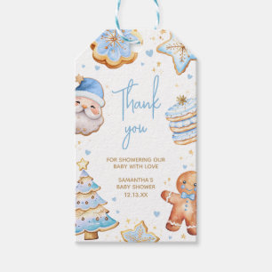 Blue Christmas Cookie Baby Shower Favor Tags