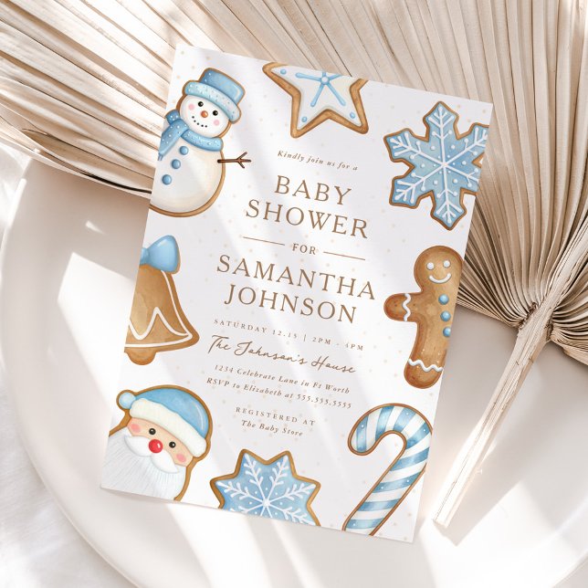 Blue Christmas Cookie Baby Shower Invitation (Creator Uploaded)