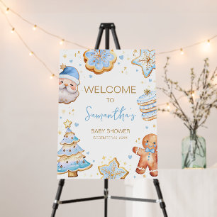 Blue Christmas Cookie Baby Shower Welcome Sign