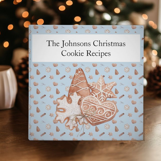 Blue Christmas Cookie Exchange Recipe 3 Ring Binder (Cookie Recipe Binder)