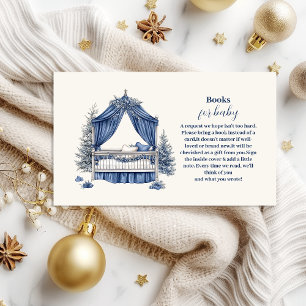 Blue Christmas Crib Baby Shower Books for Baby Enclosure Card
