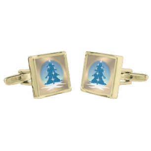 Blue Christmas Cufflinks Christmas Tree Cufflinks