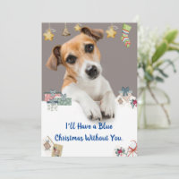 Blue Christmas Cute Jack Russell Holiday Card