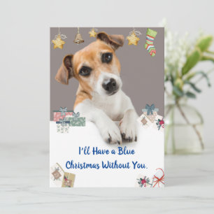 Blue Christmas Cute Jack Russell Holiday Card