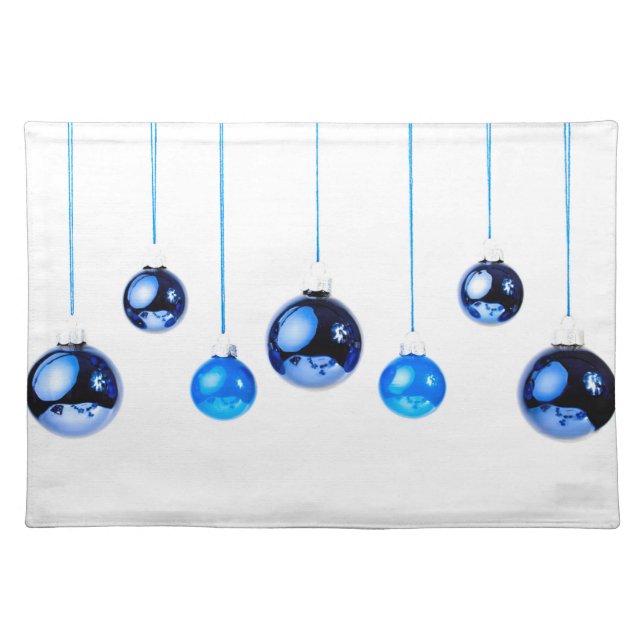 Blue Christmas Decoration balls photo Cloth Placemat (Front)