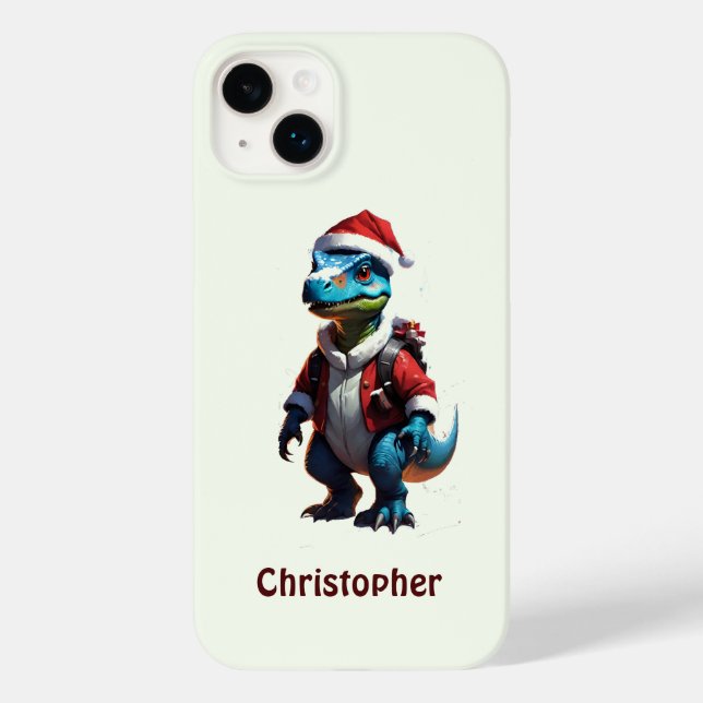 Blue Christmas dinosaur Case-Mate iPhone Case (Back)
