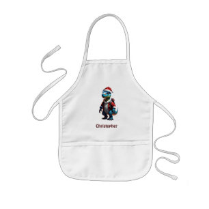 Blue Christmas dinosaur Kids' Apron