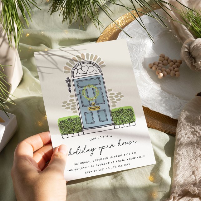 Blue Christmas Door | Holiday Open House Invitation (Creator Uploaded)