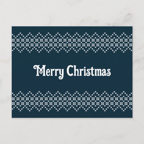 Blue christmas embroidery nordic knitwear postcard