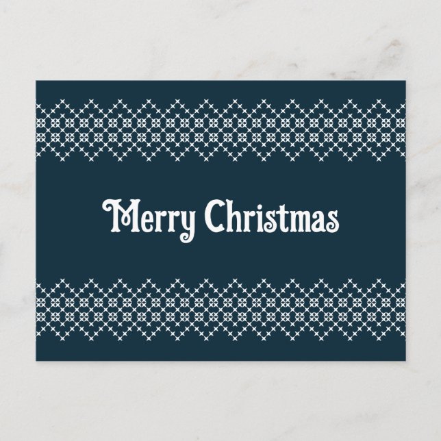 Blue christmas embroidery nordic knitwear postcard (Front)