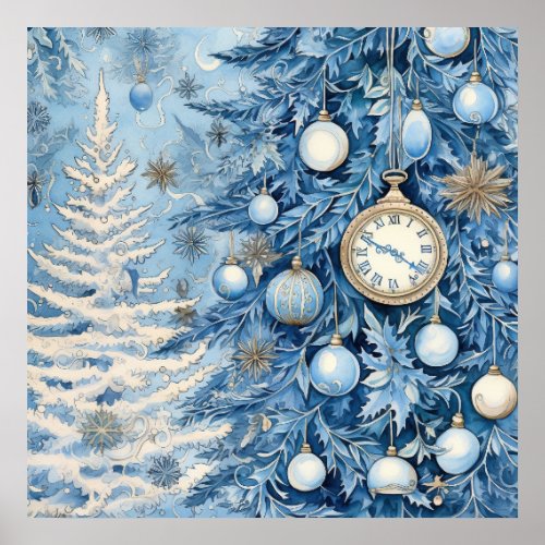 Blue Christmas Ephemera Poster