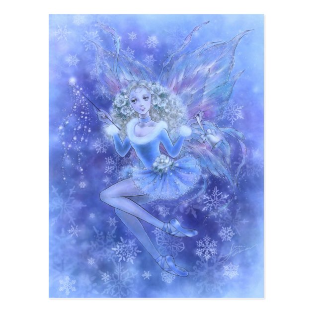 Blue Christmas Fairy Postcard