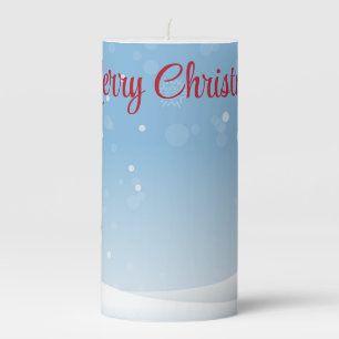Blue Christmas Flakes With Ornament Pillar Candle