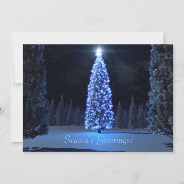 Blue Christmas Flat Card (Front)
