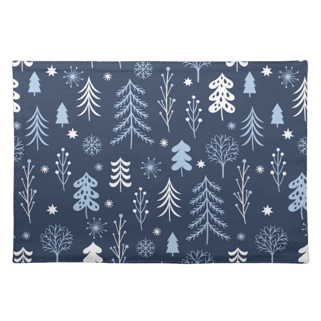 Blue Christmas Forest Placemat (Front)