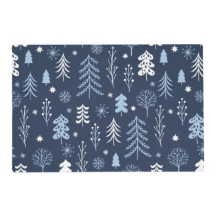 Blue Christmas Forest Placemat