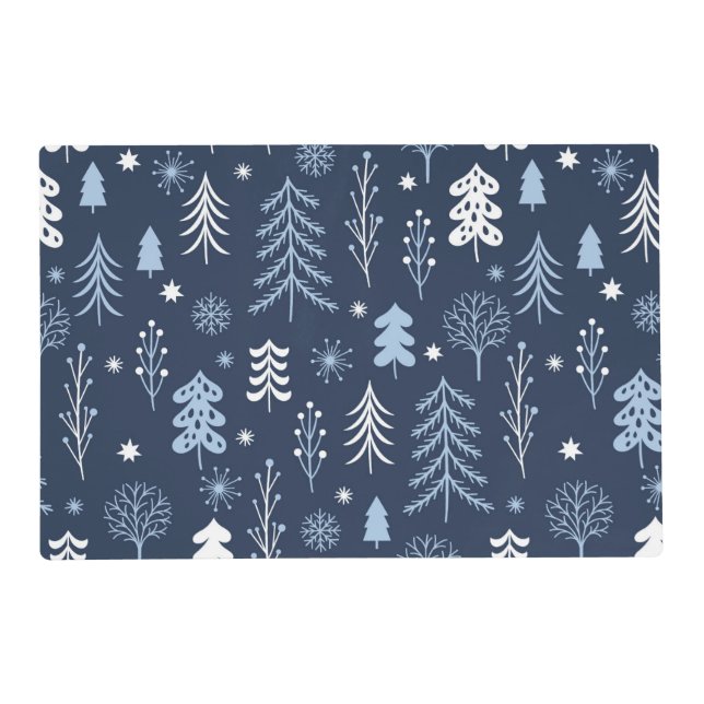 Blue Christmas Forest Placemat (Front)