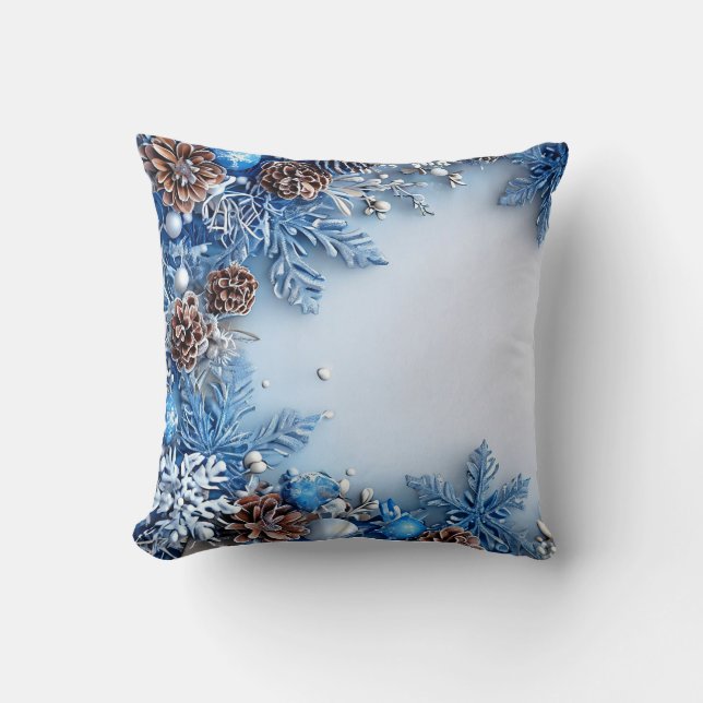 Blue christmas frame throw pillow (Front)