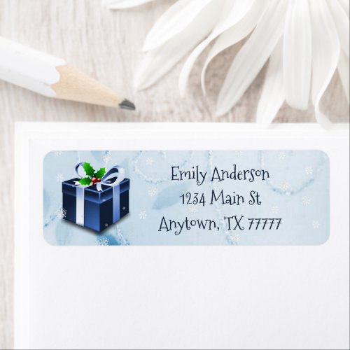 Blue Christmas Gift Address Label