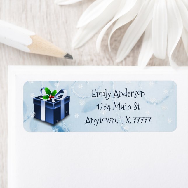 Blue Christmas Gift Address Label (Insitu)