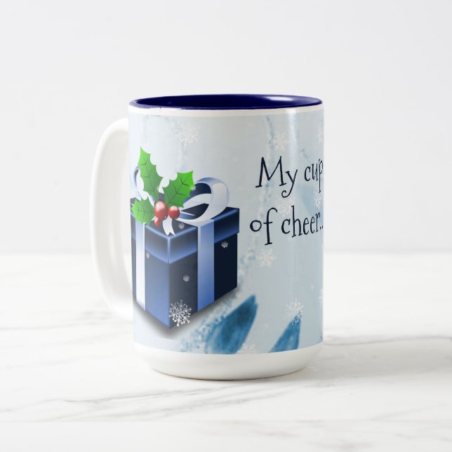 Blue Christmas Gift Coffee Mug (Front Left)