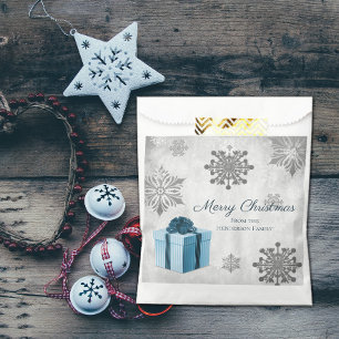 Blue Christmas Gift Favor Bag