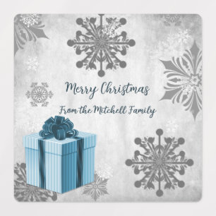 Blue Christmas Gift Holiday Baking Labels