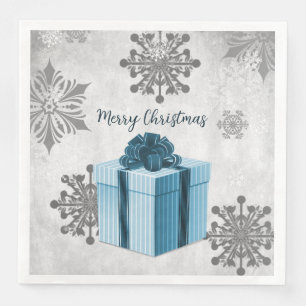 Blue Christmas Gift Holiday Paper Napkin