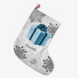 Blue Christmas Gift Holiday Stocking