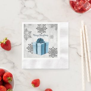 Blue Christmas Gift Paper Napkin