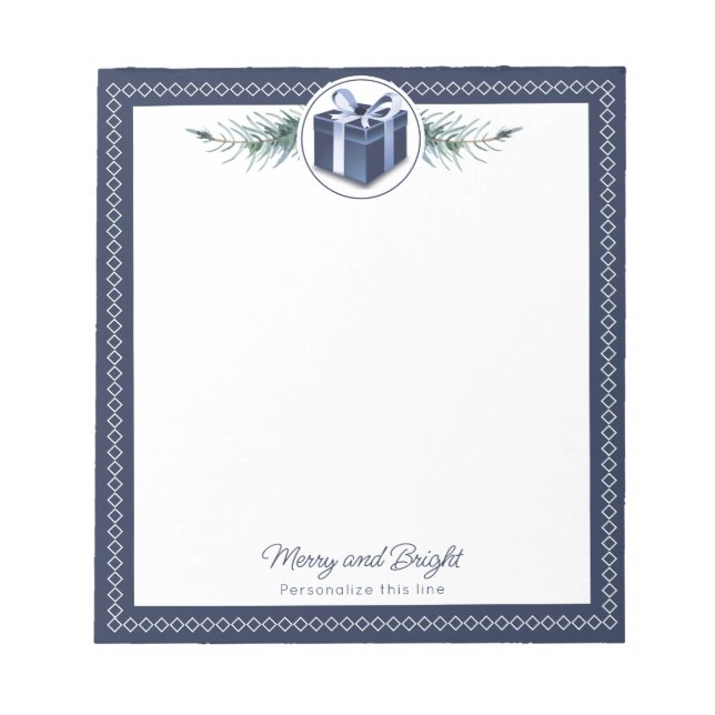 Blue Christmas Gift Personalized Notepad (Front)