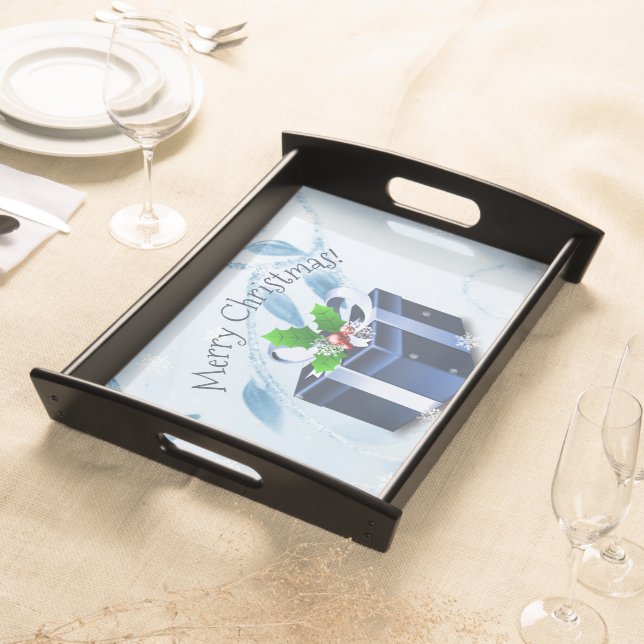 Blue Christmas Gift Serving Tray (Front)