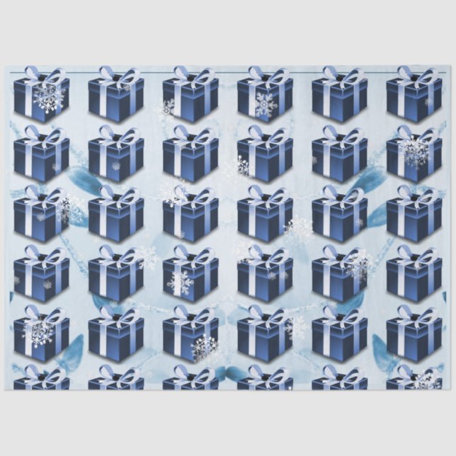 Blue Christmas Gift Tissue Paper (Front)