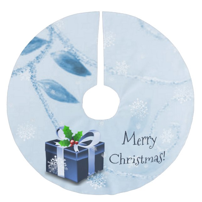 Blue Christmas Gift Tree Skirt (Front)