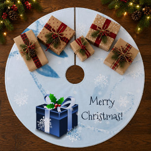 Blue Christmas Gift Tree Skirt