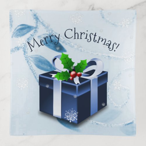 Blue Christmas Gift Trinket Tray