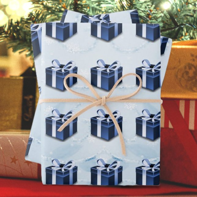 Blue Christmas Gift Wrapping Paper (Blue Christmas Gift Wrapping Paper)