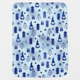 Blue Christmas Gnome Baby Blanket