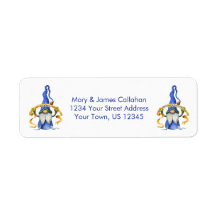 Blue Christmas Gnomes Merry Christmas New Year Label