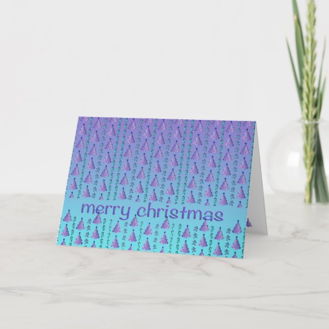 Blue Christmas Greetings Holiday Card (Front)