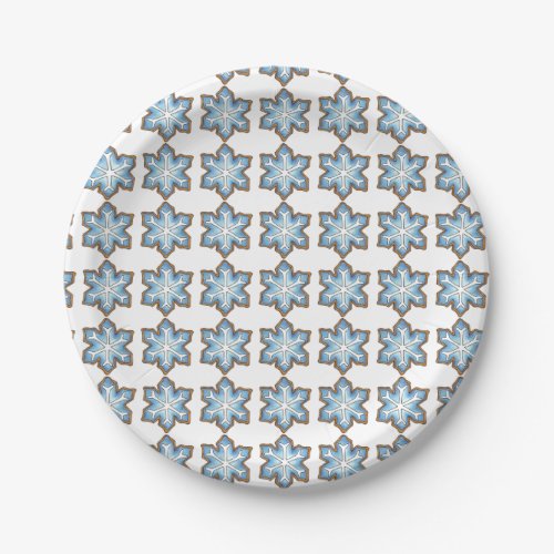 Blue Christmas Hanukkah Snowflake Cookie Winter Paper Plates