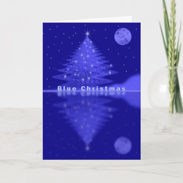 Blue Christmas Holiday Card (Front)