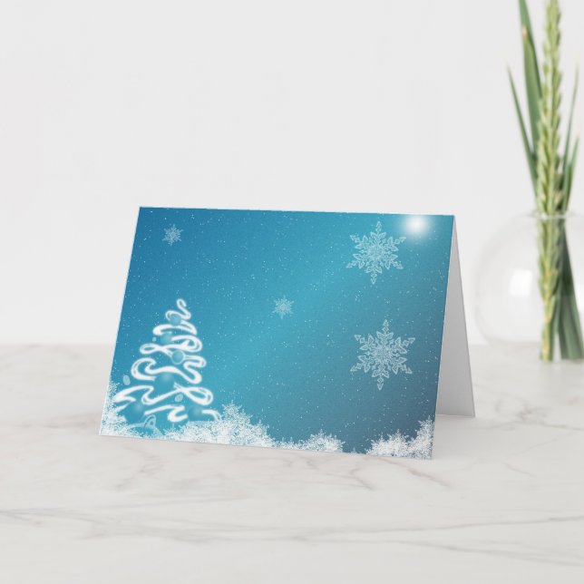 Blue Christmas Holiday Card (Front)