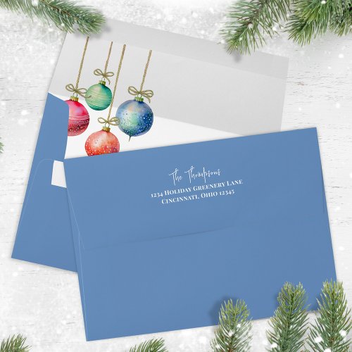 Blue Christmas Holiday Simple Ornaments Envelope